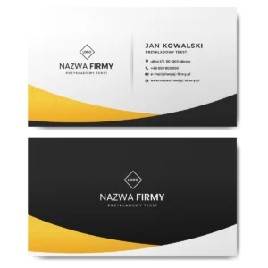 Wizytówki czarno-białe żółte projekt