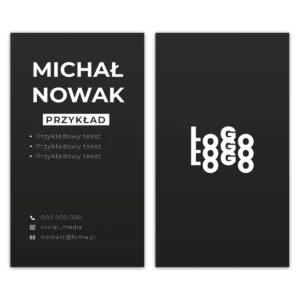 Wizytówki pionowe czarne 50x90 projekt