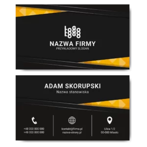 Wizytówki firmowe gruby papier 350g czarne żółte PROJEKT W CENIE