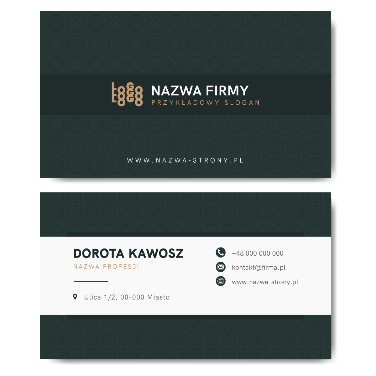 Wizytówki biurowe gruby papier mat 350g zielone PROJEKT GRATIS