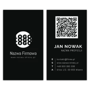 Wizytówki pionowe czarne QR projekt