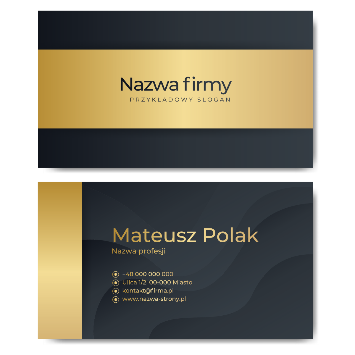 Wizytówki złote mat 350g 90x50 projekt