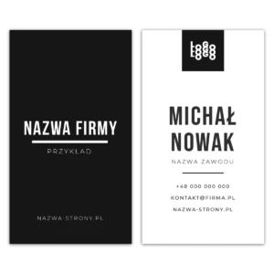 Wizytówki pionowe czarno-białe projekt