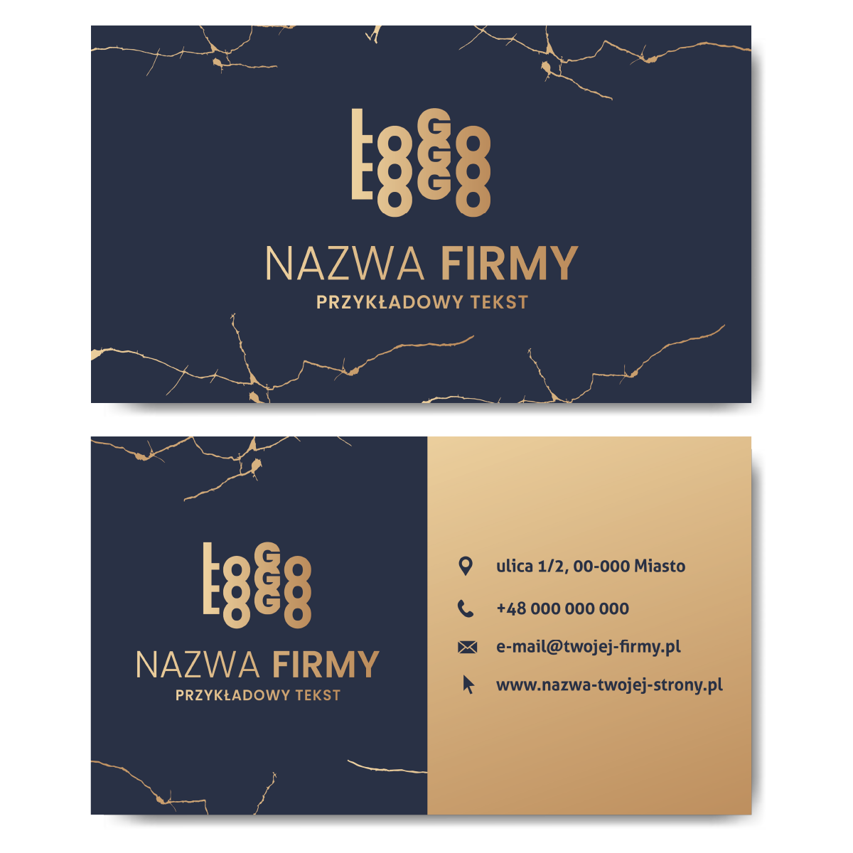 Wizytówki biznesowe granatowe złote mat 350g PROJEKT ZA DARMO