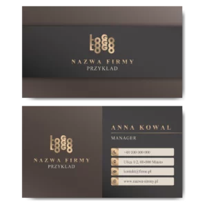 Wizytówki biznesowe formalne brązowe złote 350g DARMOWY PROJEKT