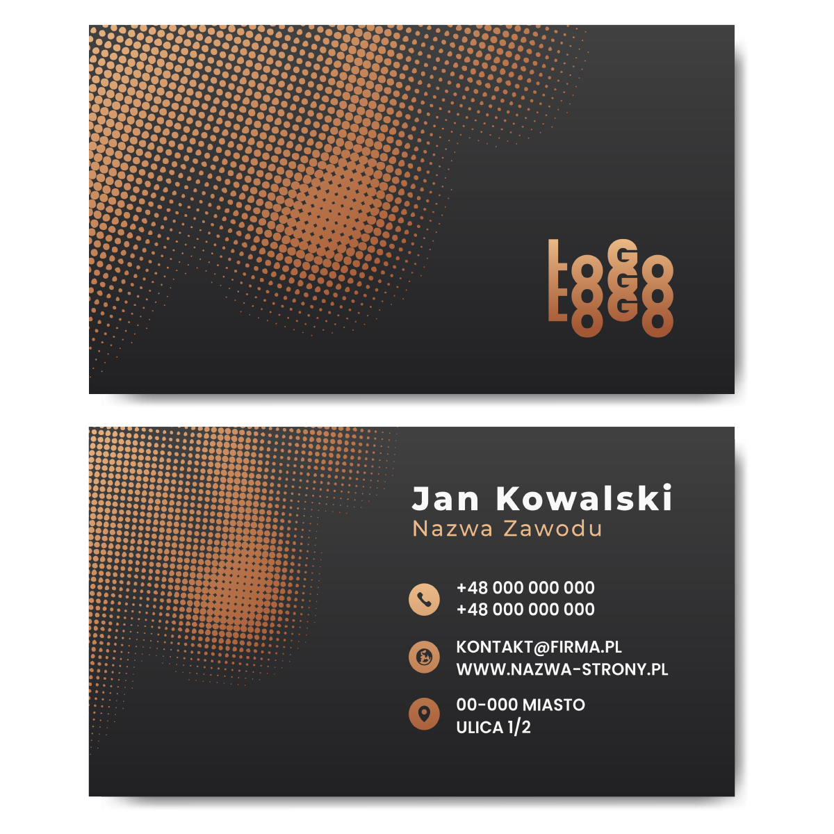 Wizytówki profesjonalny wydruk matowe 350g 90x50 GOTOWY SZABLON