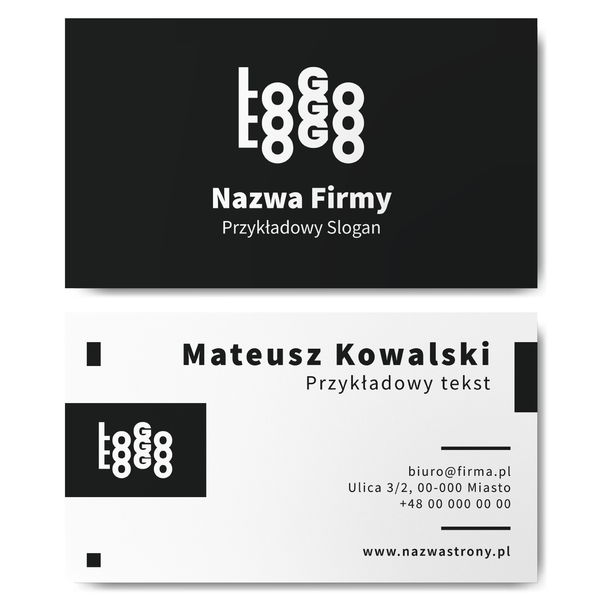 Wizytówki czarno-białe mat 350g projekt
