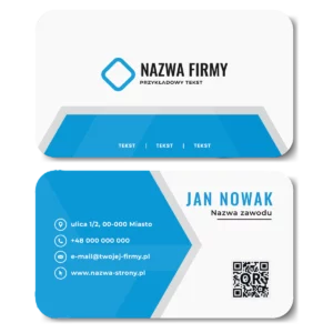 Wizytówki zaokrągl niebieski QR projekt