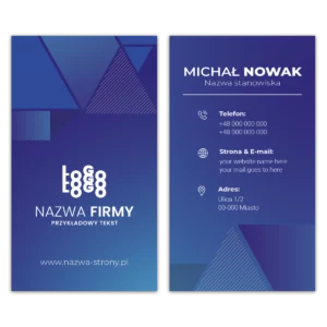 Wizytówki pionowe niebieskie projekt