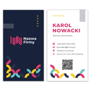 Wizytówki pionowe kolorowe QR projekt