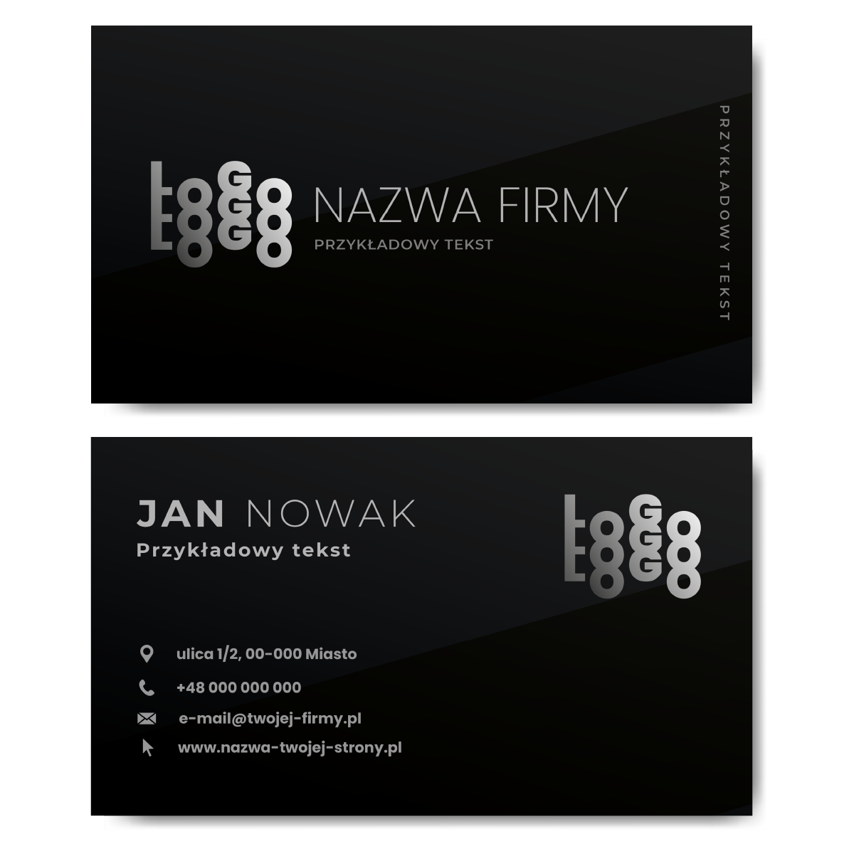 Wizytówki czarne mat 350g 90x50 projekt