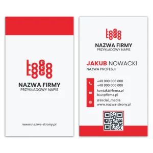 Wizytówki pionowe czerwone QR projekt