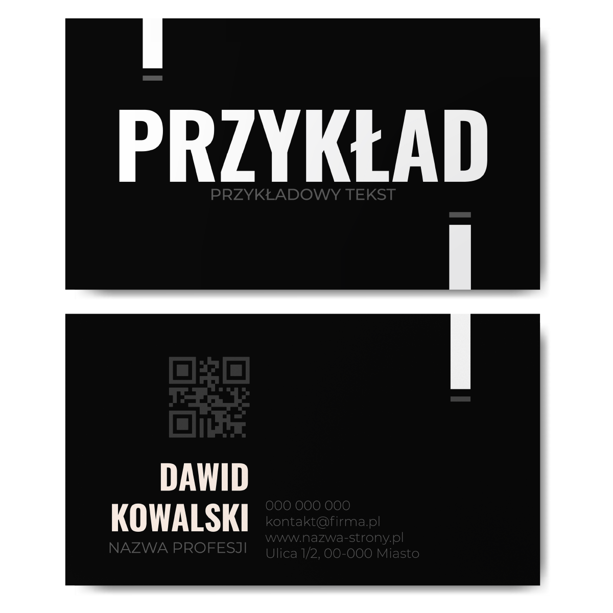 Wizytówki czarne QR mat 350g projekt
