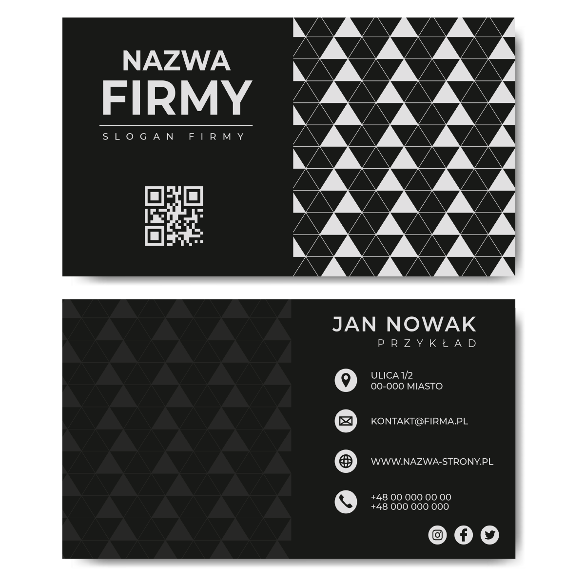 Wizytówki czarne QR 350g 90x50 szablon