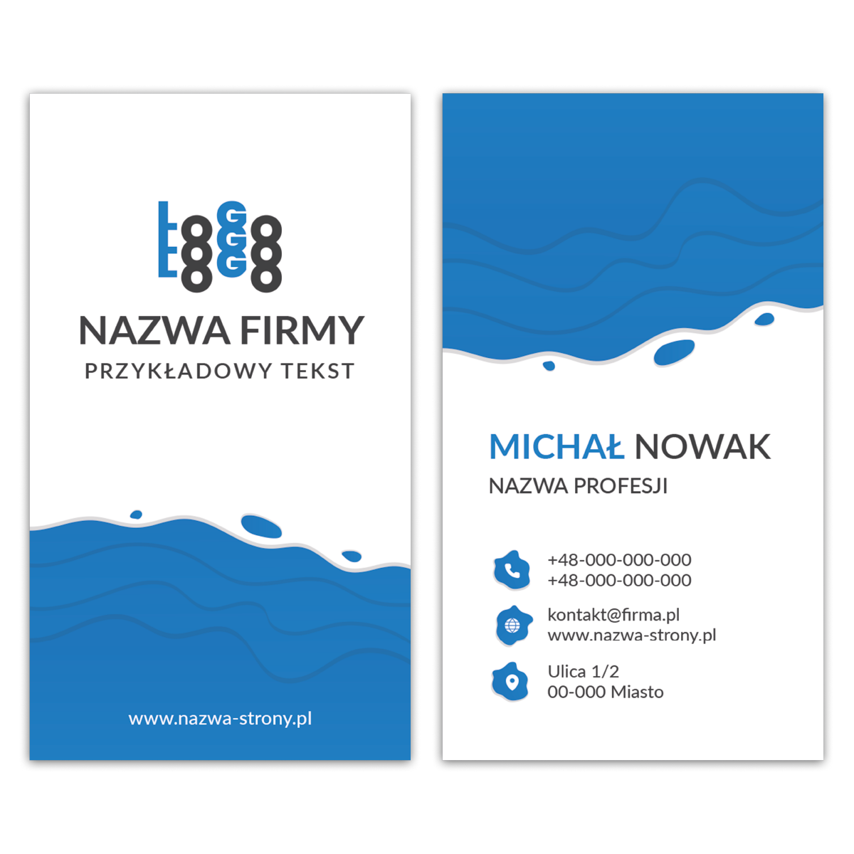 Wizytówki pionowe niebieskie projekt