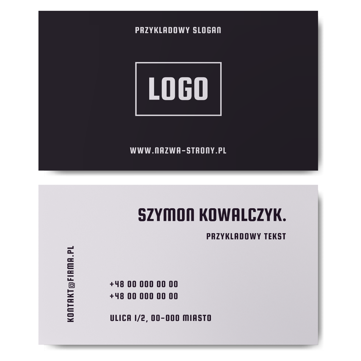 Wizytówki fioletowe 350g 90x50 szablon