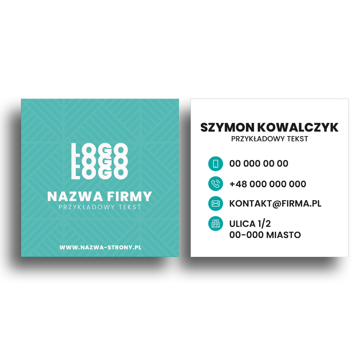 Wizytówki kwadrat zielone 350g projekt