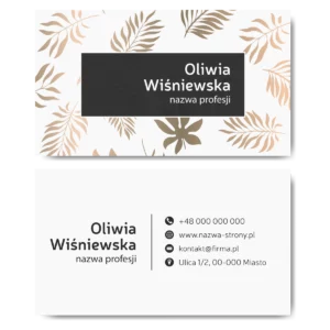Wizytówki białe złote liście projekt