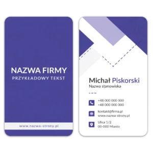 Wizytówki zaokrąglone fioletowe projekt