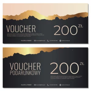 Vouchery upominkowe złote na prezent 99x210 DL 350g GOTOWY SZABLON