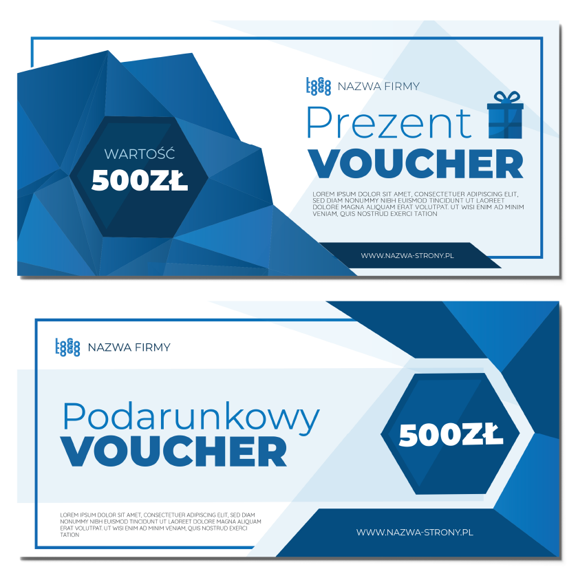 Vouchery upominkowe niebieskie DL 99x210 MAT 350g DARMOWY PROJEKT