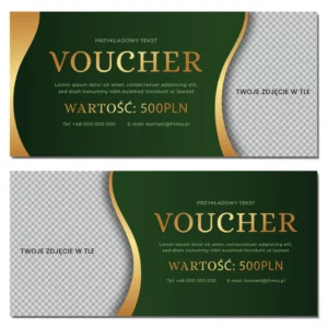 Vouchery upominkowe zielone złote matowe 350g DL PROJEKT GRATIS
