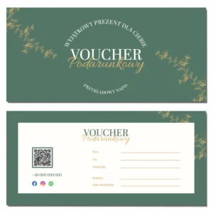 Vouchery podarunkowe zielone DL mat 350g kod QR PROJEKT GRATIS
