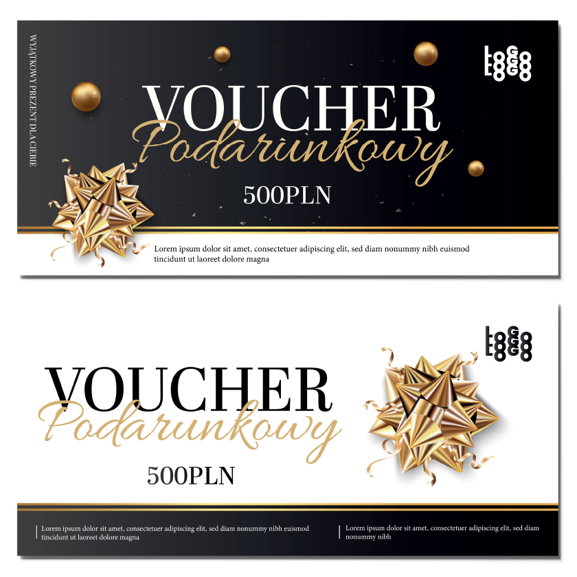 Vouchery podarunkowe złota kokarda DL MAT 350g PROJEKT GRATIS