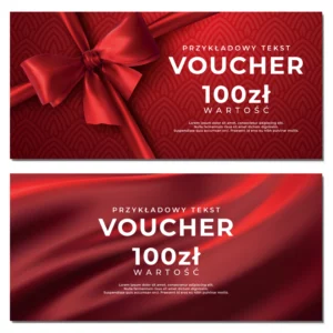 Vouchery podarunkowe czerwone kokarda DL MAT 350g PROJEKT GRATIS