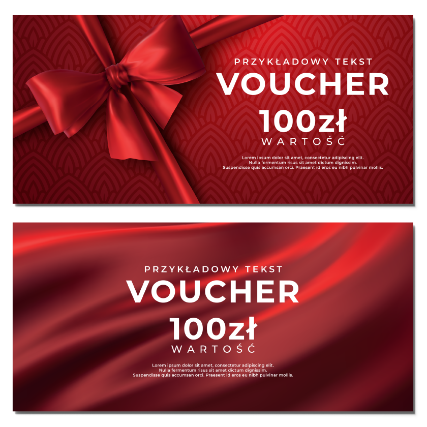 Vouchery podarunkowe czerwone kokarda DL MAT 350g PROJEKT GRATIS