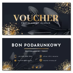 Vouchery podarunkowe czarno-białe liście 99x210mm DL 350g projekt